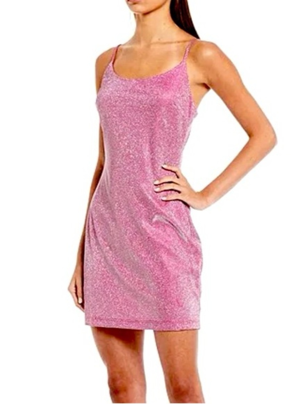 B Darlin Shimmer Hot Pink Spaghetti-Strap Mini Dress size 1/2